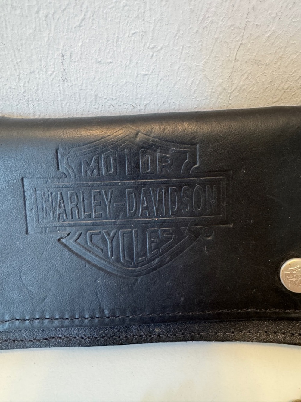 Harley-Davidson Black Leather Chain Wallet Biker Trifold Logo Embossed - Picture 6 of 16